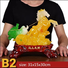 Load image into Gallery viewer, Chinese Feng Shui Lucky Wealth Cabbage Horse Statue Home/Office Decor Sculpture Craft Living Room TV Cabinet Fortune Ornament Housewarming Gift