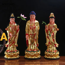 Load image into Gallery viewer, Chinese Feng Shui Lucky Wealth Gold Blessing Buddha Guanyin God Statues Home/Office Decor Sculpture Craft Living Room TV Cabinet Fortune Ornament Housewarming Gift