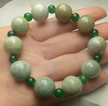 Load image into Gallery viewer, 55-63mm Certified Natural Jadeite Emerald A Jade Carved 12mm Beads Stretchy-Bracelet A6416 with Gift Box