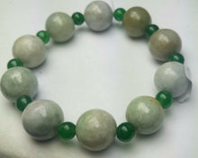 Load image into Gallery viewer, 55-63mm Certified Natural Jadeite Emerald A Jade Carved 12mm Beads Stretchy-Bracelet A6416 with Gift Box