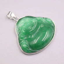 Load image into Gallery viewer, 10% OFF- Certified Natural Jadeite Emerald A*Jade HandCarved Happy Buddha Pendant