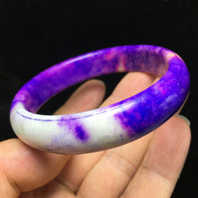 Load image into Gallery viewer, 10% OFF- 62/63/64mm Certified Natural Purple/Lavender Jadeite Emerald A*Jade Handcarved Bangle S126