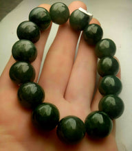 Load image into Gallery viewer, 55-63mm Certified Natural Oily Green Jadeite Emerald A Jade Carved 12mm Beads Stretchy-Bracelet A6397 with Gift Box