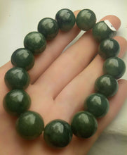 Load image into Gallery viewer, 55-63mm Certified Natural Oily Green Jadeite Emerald A Jade Carved 12mm Beads Stretchy-Bracelet A6397 with Gift Box