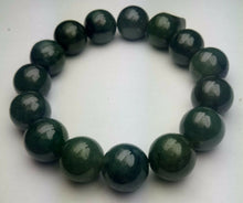 Load image into Gallery viewer, 55-63mm Certified Natural Oily Green Jadeite Emerald A Jade Carved 12mm Beads Stretchy-Bracelet A6397 with Gift Box