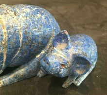 Load image into Gallery viewer, 6.5''L- Vintage Chinese Natural Antique Exquisite Lapis Lazuli HandCarved Sculpture Mother Sow &amp; Piglets with Glass Eyes- Signed/Tag