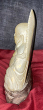Load image into Gallery viewer, 6.5''H- Vintage Chinese Natural Antique Exquisite Jade Stone Handcarved Sculpture Blessing Happy Buddha Statue