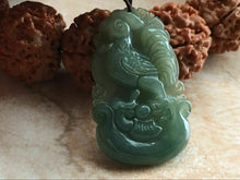 Load image into Gallery viewer, 10% OFF- Certified Natural Oily Jadeite Emerald Jade Tablet Translucent Rooster Pendant《Grade A》F0508