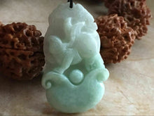 Load image into Gallery viewer, 10% OFF- Certified Natural Jadeite Emerald Jade Tablet Translucent Lucky Rabbit Pendant《Grade A》F0550