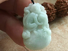 Load image into Gallery viewer, 10% OFF- Certified Natural Jadeite Emerald Jade Tablet Translucent Lucky Monkey Pendant《Grade A》F0549