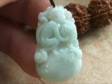 Load image into Gallery viewer, 10% OFF- Certified Natural Jadeite Emerald Jade Tablet Translucent Lucky Monkey Pendant《Grade A》F0549