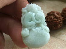Load image into Gallery viewer, 10% OFF- Certified Natural Jadeite Emerald Jade Tablet Translucent Lucky Monkey Pendant《Grade A》F0549