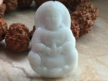 Load image into Gallery viewer, 10% OFF- Certified Natural Jadeite Emerald Jade Tablet Translucent Blessing Guanyin Pendant《Grade A》K1559