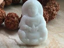 Load image into Gallery viewer, 10% OFF- Certified Natural Jadeite Emerald Jade Tablet Translucent Blessing Guanyin Pendant《Grade A》K1559