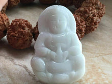 Load image into Gallery viewer, 10% OFF- Certified Natural Jadeite Emerald Jade Tablet Translucent Blessing Guanyin Pendant《Grade A》K1559