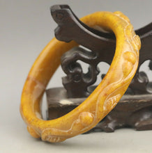 Load image into Gallery viewer, 59-61mm Certified Natural Red Yellow Jadeite Emerald A Jade HandCarved Flower Bracelet Bangle A1940 with Gift Box