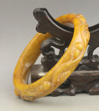 Load image into Gallery viewer, 59-61mm Certified Natural Red Yellow Jadeite Emerald A Jade HandCarved Flower Bracelet Bangle A1940 with Gift Box