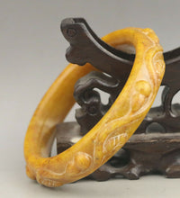Load image into Gallery viewer, 59-61mm Certified Natural Red Yellow Jadeite Emerald A Jade HandCarved Flower Bracelet Bangle A1940 with Gift Box