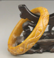 Load image into Gallery viewer, 59-61mm Certified Natural Red Yellow Jadeite Emerald A Jade HandCarved Flower Bracelet Bangle A1940 with Gift Box