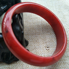 Load image into Gallery viewer, 10% OF- 57/58/59mm Certified Natural Red Emerald A*Jade HandCarved Bracelet Bangle K100