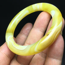 Load image into Gallery viewer, 10% OF- 52/53/54mm Certified Natural Yellow Gold Emerald A*Jade HandCarved Round Bracelet Bangle A347