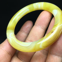 Load image into Gallery viewer, 10% OF- 52/53/54mm Certified Natural Yellow Gold Emerald A*Jade HandCarved Round Bracelet Bangle A347