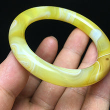 Load image into Gallery viewer, 10% OF- 52/53/54mm Certified Natural Yellow Gold Emerald A*Jade HandCarved Round Bracelet Bangle A347