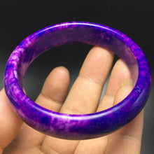 Load image into Gallery viewer, 10% OF- 58/59/60mm Certified Natural Lavender Purple Emerald A*Jade HandCarved Bracelet Bangle A343