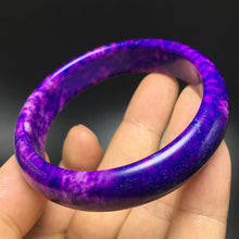 Load image into Gallery viewer, 10% OF- 58/59/60mm Certified Natural Lavender Purple Emerald A*Jade HandCarved Bracelet Bangle A343