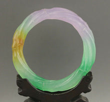 Load image into Gallery viewer, 60/61/62mm Certified Natural 3 Color Jadeite Emerald A Jade HandCarved Round Bracelet Bangle A1940 with Gift Box