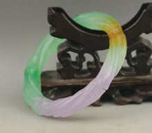Load image into Gallery viewer, 60/61/62mm Certified Natural 3 Color Jadeite Emerald A Jade HandCarved Round Bracelet Bangle A1940 with Gift Box