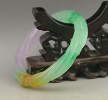 Load image into Gallery viewer, 60/61/62mm Certified Natural 3 Color Jadeite Emerald A Jade HandCarved Round Bracelet Bangle A1940 with Gift Box