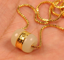 Load image into Gallery viewer, 9999 24k Gold Cert'd Natural A Hetian Nephrite Jade HandCarved Pendant Passepartout