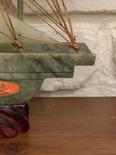 Load image into Gallery viewer, 10in/254mm H- Vintage Rare Chinese Genuine Natural Light Green Jade HandCarved Lucky Boat Statue