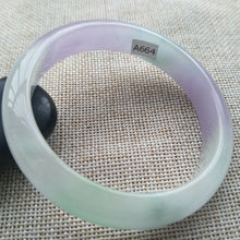 Load image into Gallery viewer, 57/58/59mm Certified Natural Lavender Jadeite Emerald A*Jade HandCarved Lucky Bracelet Bangle A664