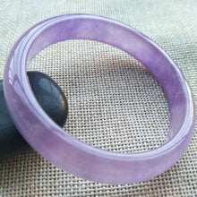 Load image into Gallery viewer, 56/57/58mm Certified Natural Lavender Jadeite Emerald A*Jade HandCarved Lucky Bracelet Bangle HA8634
