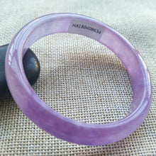 Load image into Gallery viewer, 56/57/58mm Certified Natural Lavender Jadeite Emerald A*Jade HandCarved Lucky Bracelet Bangle HA8634