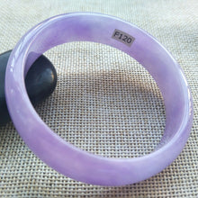 Load image into Gallery viewer, 56/57/58mm Certified Natural Lavender Jadeite Emerald A*Jade HandCarved Lucky Bracelet Bangle F120