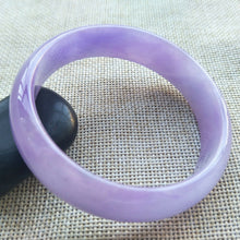 Load image into Gallery viewer, 56/57/58mm Certified Natural Lavender Jadeite Emerald A*Jade HandCarved Lucky Bracelet Bangle F120