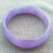 Load image into Gallery viewer, 56/57/58mm Certified Natural Lavender Jadeite Emerald A*Jade HandCarved Lucky Bracelet Bangle F120