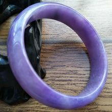 Load image into Gallery viewer, 56/57/58mm Certified Natural Lavender Jadeite Emerald A*Jade HandCarved Lucky Bracelet Bangle F113