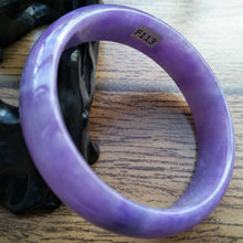 Load image into Gallery viewer, 56/57/58mm Certified Natural Lavender Jadeite Emerald A*Jade HandCarved Lucky Bracelet Bangle F113