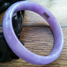 Load image into Gallery viewer, 58/59/60mm Certified Natural Lavender Jadeite Emerald A*Jade HandCarved Lucky Bracelet Bangle F105