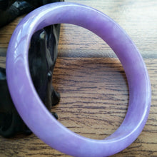 Load image into Gallery viewer, 58/59/60mm Certified Natural Lavender Jadeite Emerald A*Jade HandCarved Lucky Bracelet Bangle F105