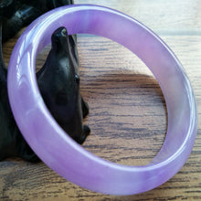 Load image into Gallery viewer, 60/61/62mm Certified Natural Lavender Jadeite Emerald A*Jade HandCarved Lucky Bracelet Bangle F108