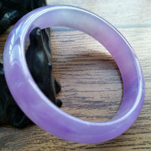 Load image into Gallery viewer, 60/61/62mm Certified Natural Lavender Jadeite Emerald A*Jade HandCarved Lucky Bracelet Bangle F108