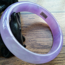 Load image into Gallery viewer, 60/61/62mm Certified Natural Lavender Jadeite Emerald A*Jade HandCarved Lucky Bracelet Bangle F108
