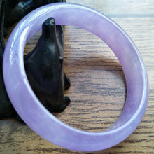 Load image into Gallery viewer, 57/58/59mm Certified Natural Lavender Jadeite Emerald A*Jade HandCarved Lucky Bracelet Bangle F110