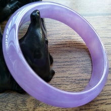 Load image into Gallery viewer, 56/57/58mm Certified Natural Lavender Jadeite Emerald A*Jade HandCarved Lucky Bracelet Bangle F125
