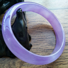 Load image into Gallery viewer, 56/57/58mm Certified Natural Lavender Jadeite Emerald A*Jade HandCarved Lucky Bracelet Bangle F125